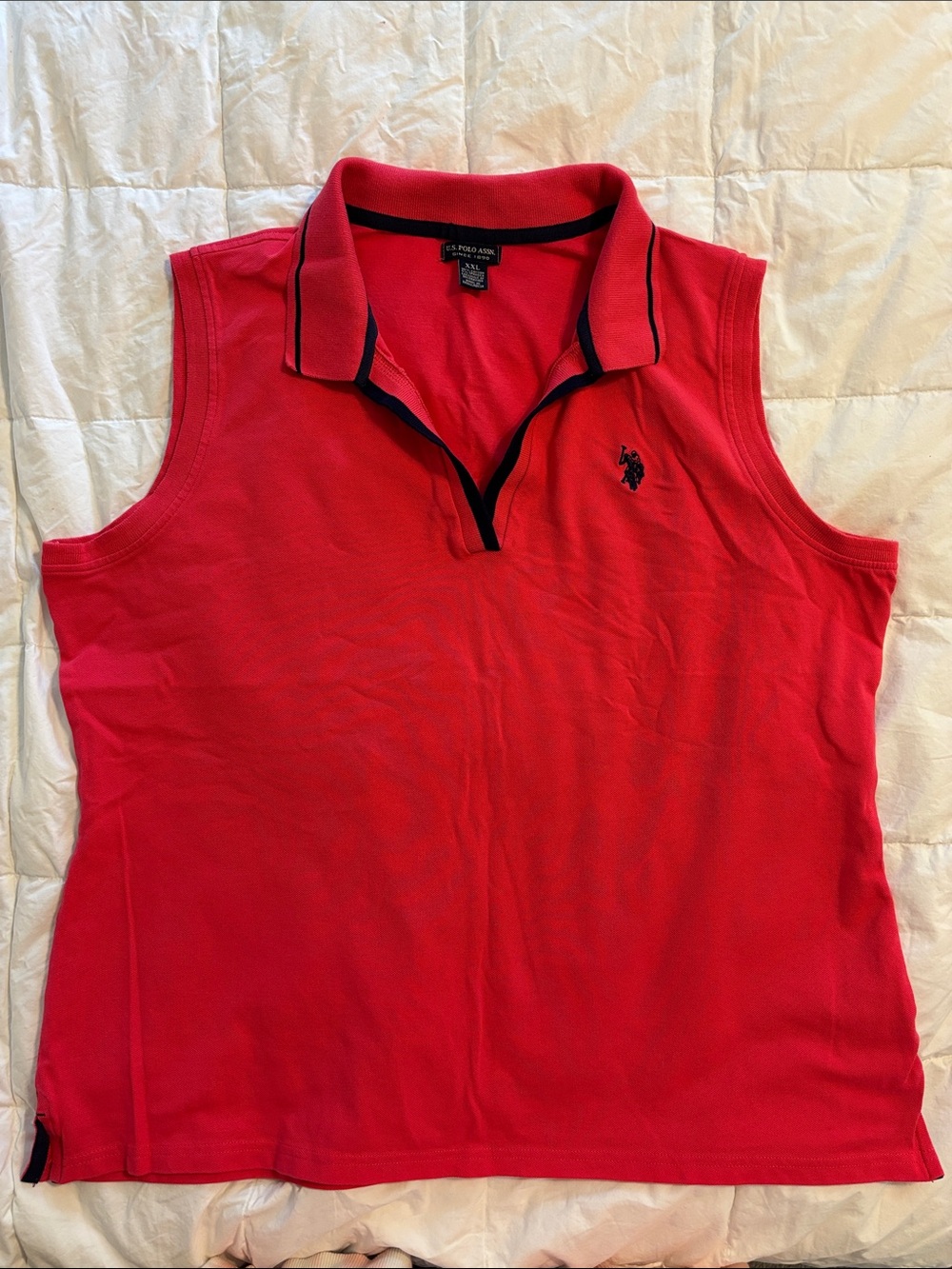 U.S. Polo Assn. Bright Pink Sleeveless Polo Tank with Navy Logo